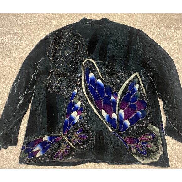 Chico's Sz 3 Anniversary Butterfly Velvet Art To Wear Fall Festival Artsy Bold - Picture 6 of 9